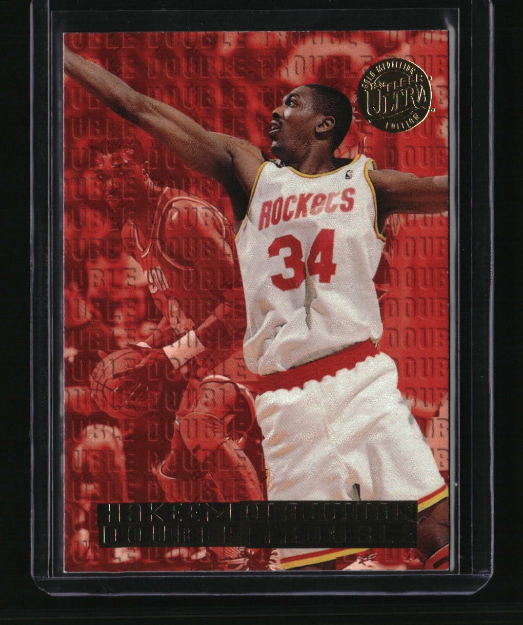 1995-96 Ultra #5 Hakeem Olajuwon Double Trouble Gold Medallion