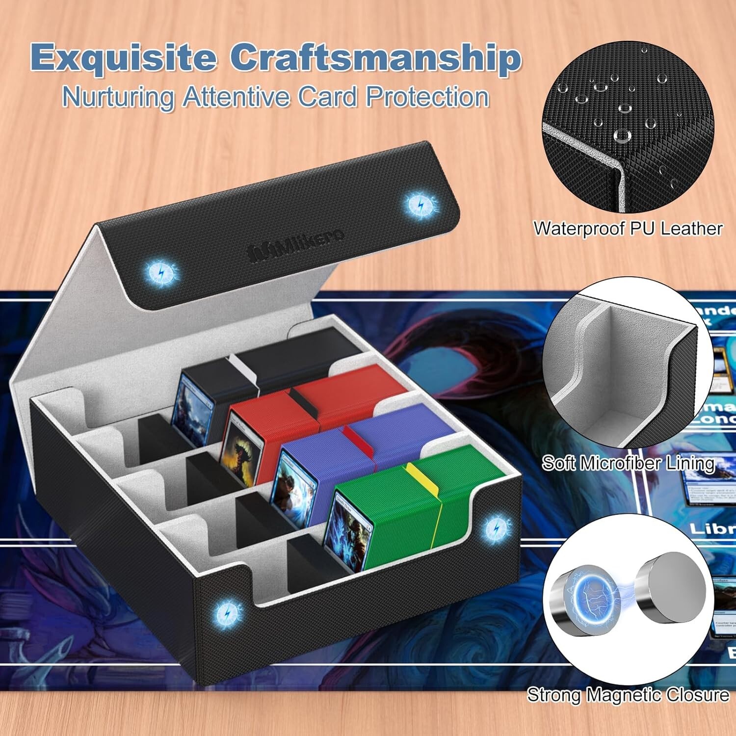 Large Capacity Card Storage Box – 4 Rows for MTG, TCG, Football & Baseball Cards