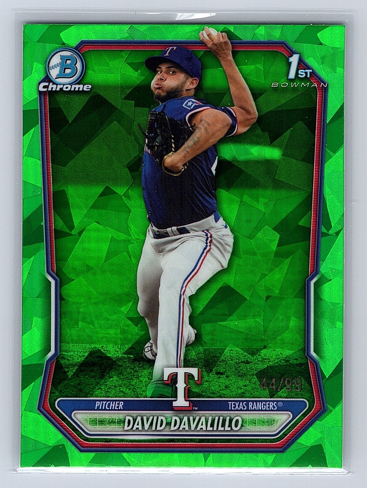 2026 Bowman Sapphire David Davalillo Chrome Green Refractor 1st #/99 Rangers