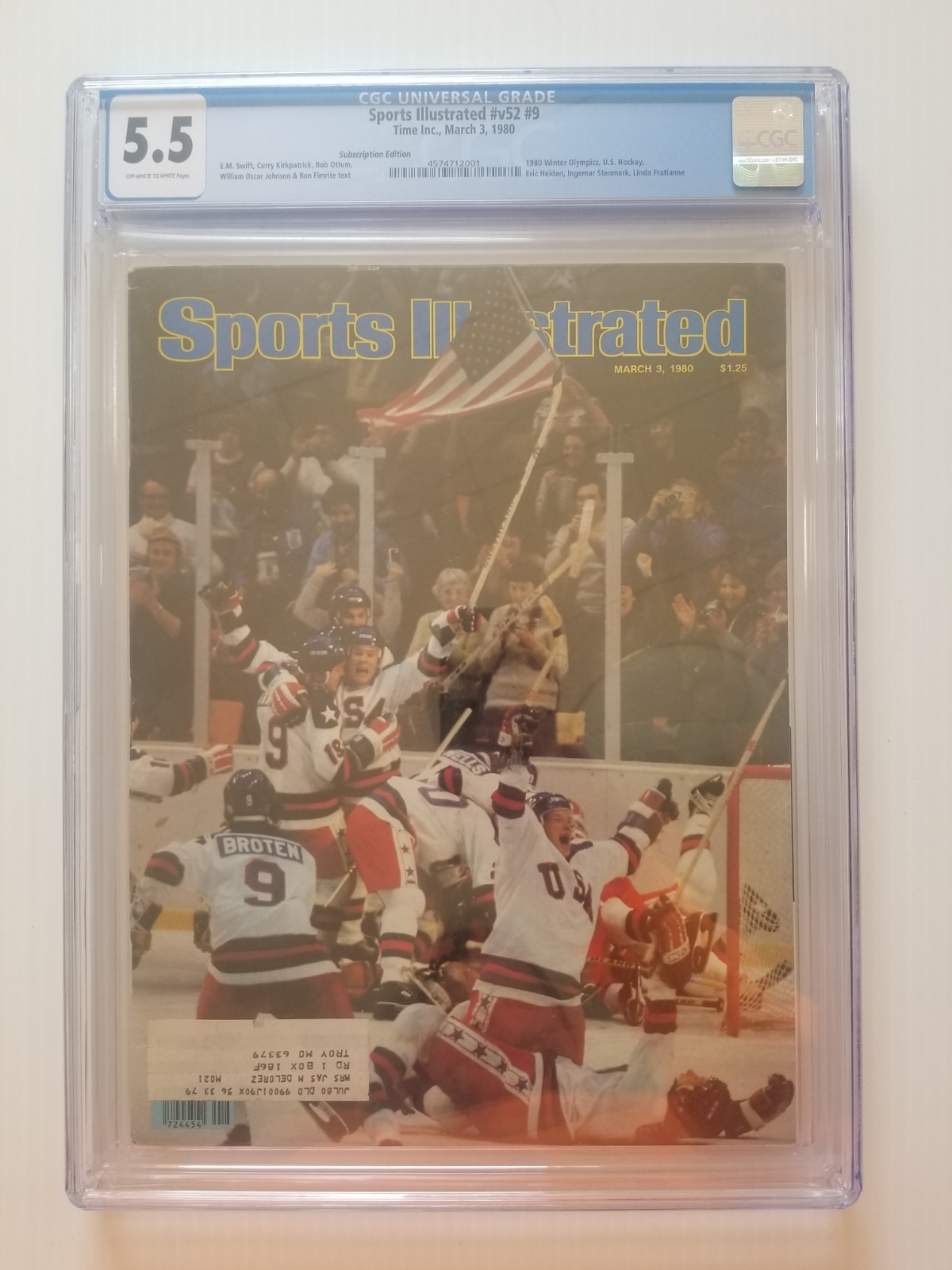 OLYMPIC HOCKEY 1980 CGC GRADED 5.5 Sports Illustrated Mar 3 Subscription w/label