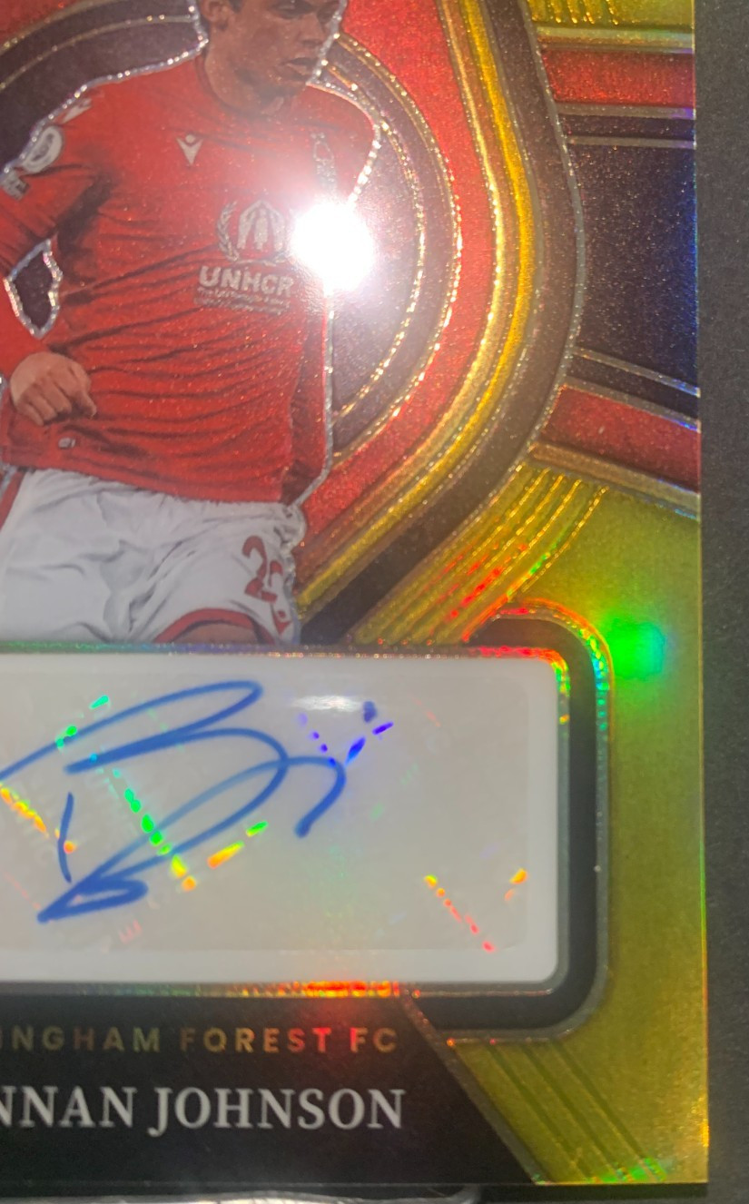 2022/23 Panini Select Premier League Soccer, Brennan Johnson RC, Auto, Gold, /10