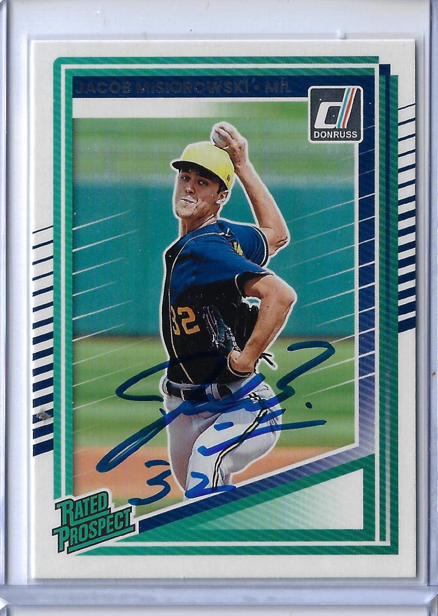Jacob Misiorowski Autographed 2025 Donruss Rated Prospects Rookie Card BREWERS