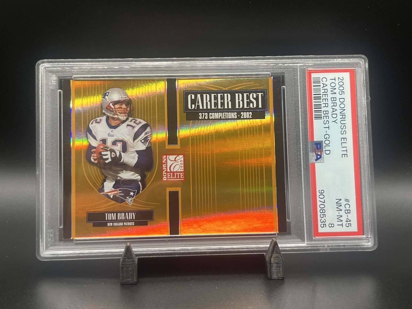 2005 Donruss Elite tom brady CB-45 Gold /500 Career Best PSA 8 Low Pop Patriots