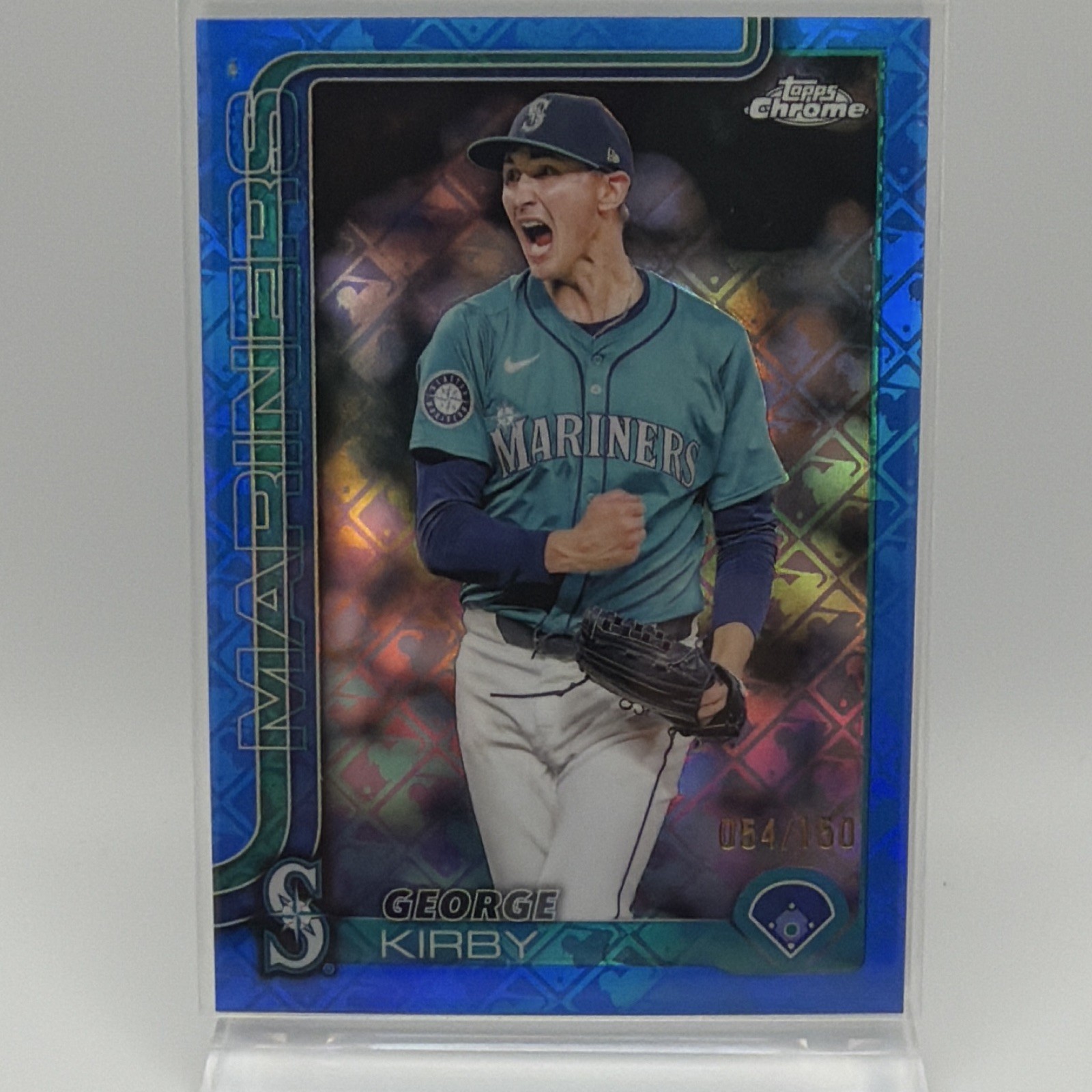 Topps Chrome Logofractor 2025 George Kirby #223 Blue Refractor /150 Mariners