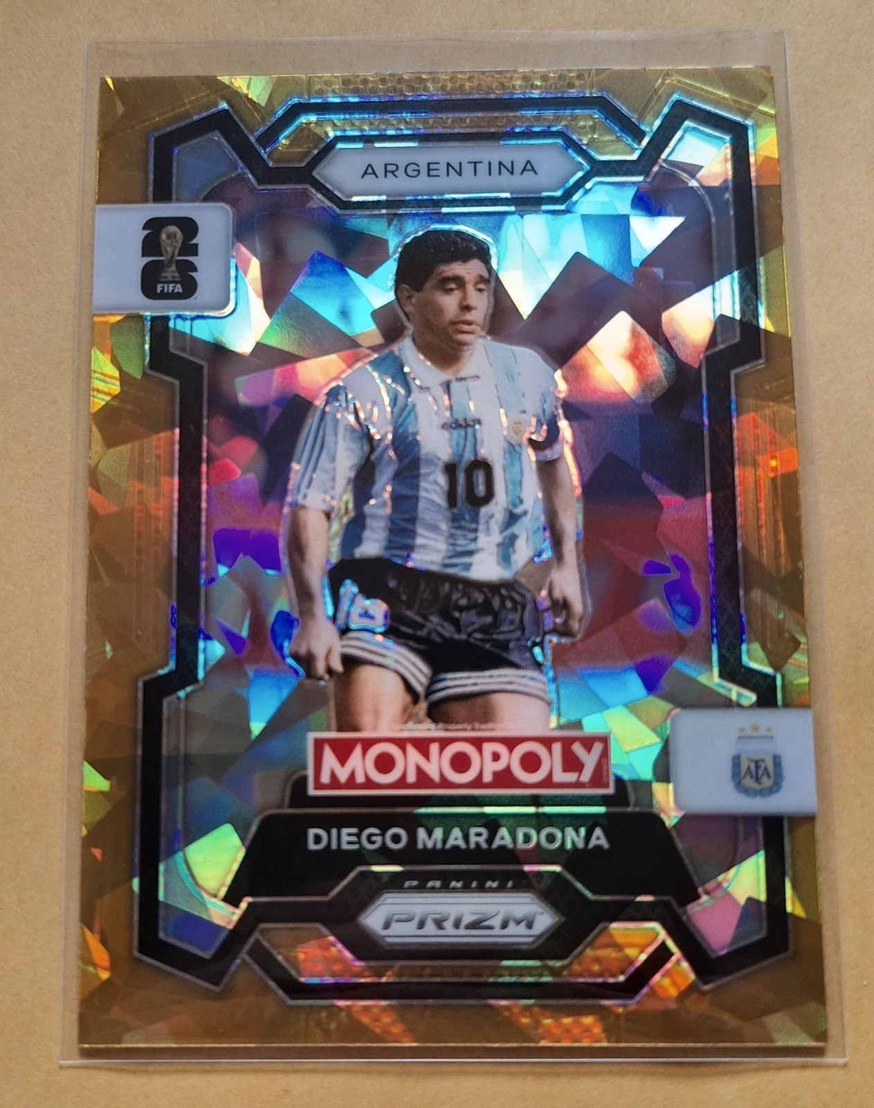 2026 Panini Prizm Monopoly FIFA World Cup Gold Cracked Ice DIEGO MARADONA #3