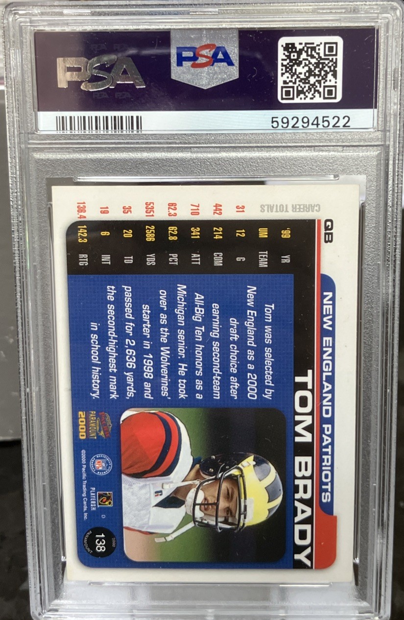2000 Pacific Paramount Tom Brady #138 Rookie PSA 7 Near Mint RC Future HOF