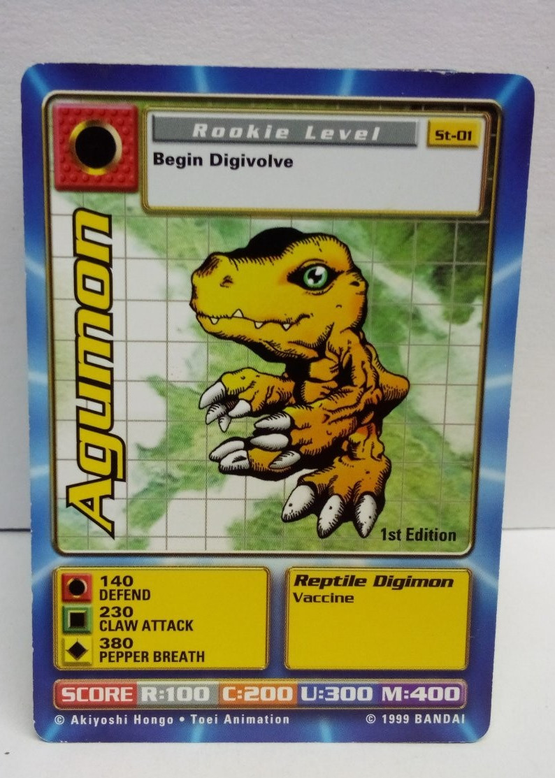 Agumon 1999 Digimon Digi-Battle Bandai 1st Edition St-01 Rookie Level