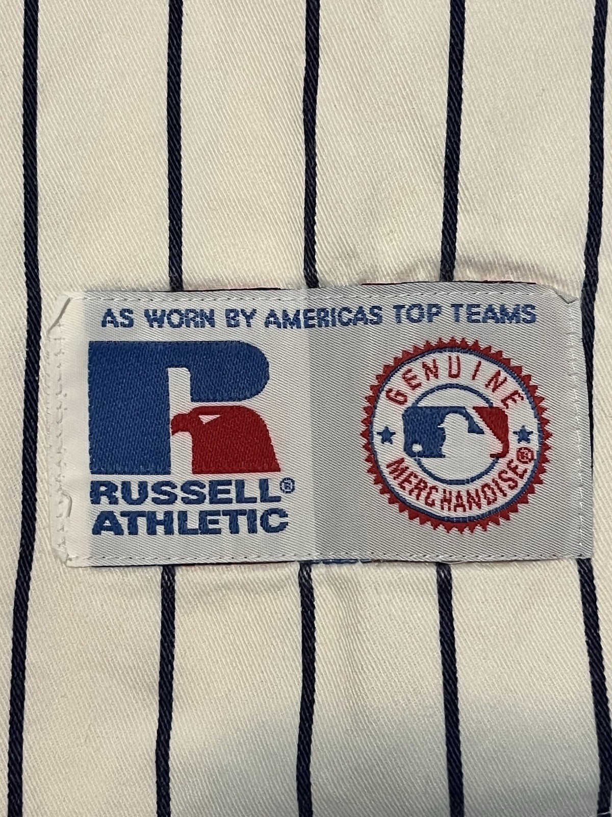 Russell Athletic Vintage 90s MLB Baseball Jersey USA Pin Stripe Blank Large