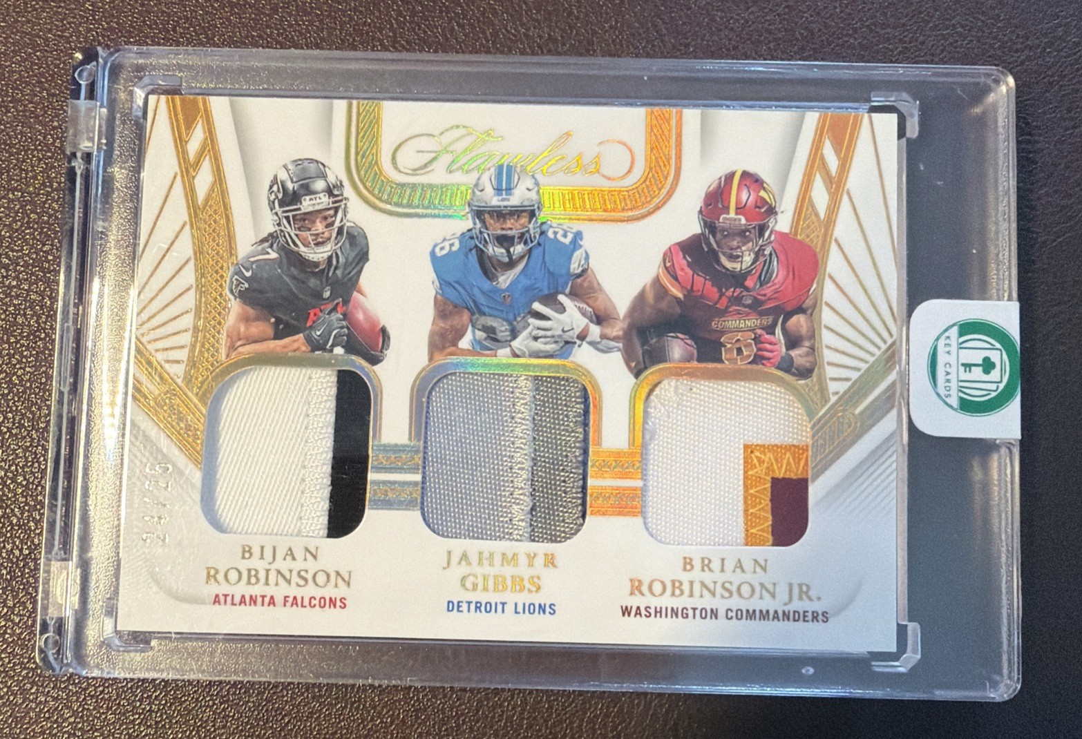 2024 Panini Flawless Triple Patch Bijan Jahmyr Gibbs Brian Gold TP-RB5 #24/25