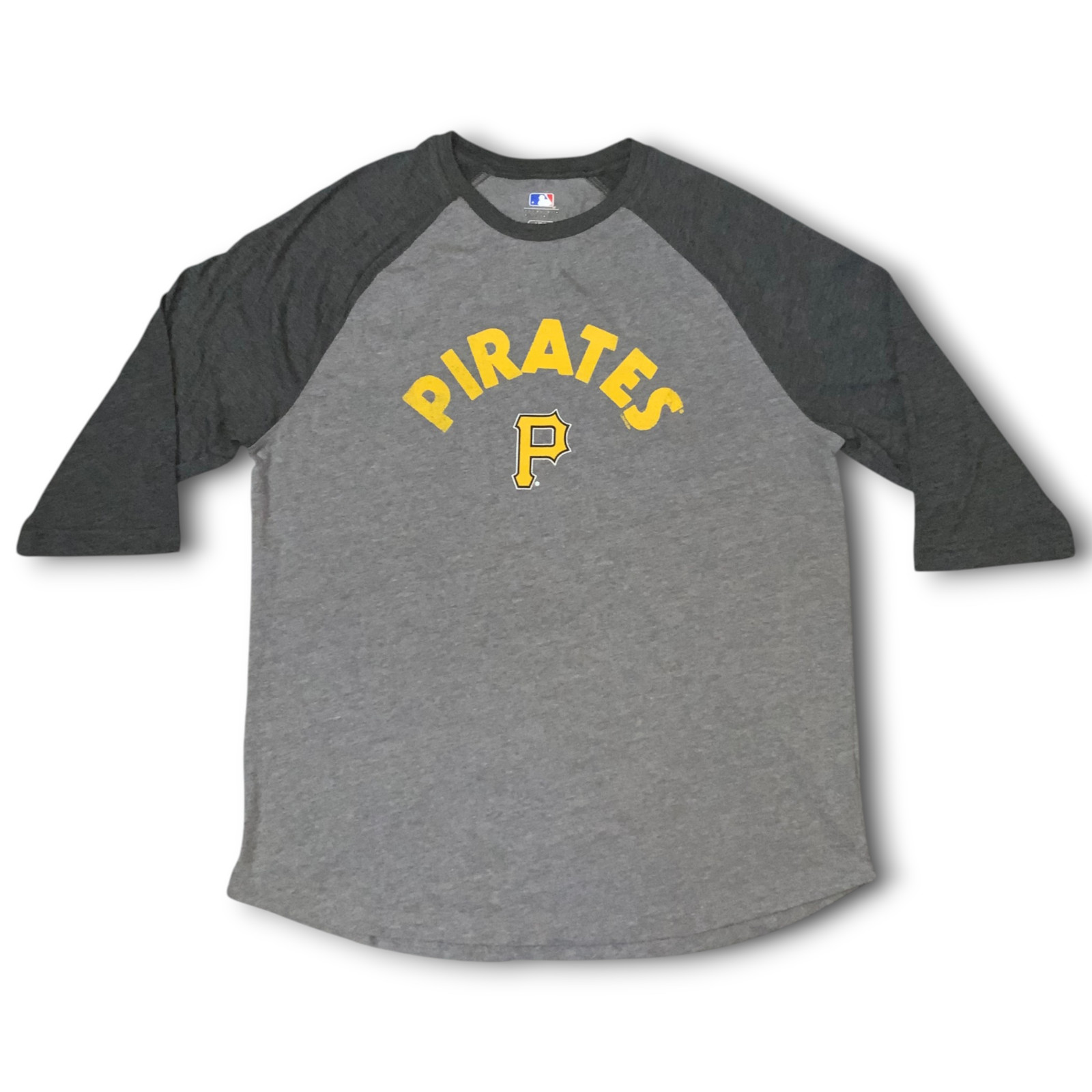 Pittsburgh Pirates Shirt Mens Large Heather Gray Raglan Style MLB Genuine Merch