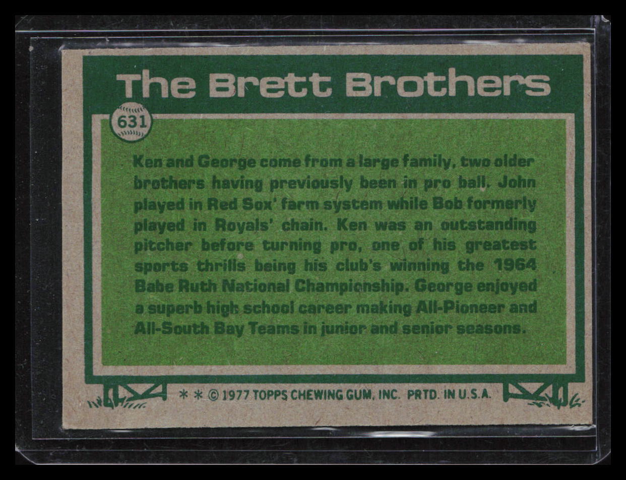 1977 Topps Big League Brothers – George Brett / Ken Brett BLB #631 N/A –