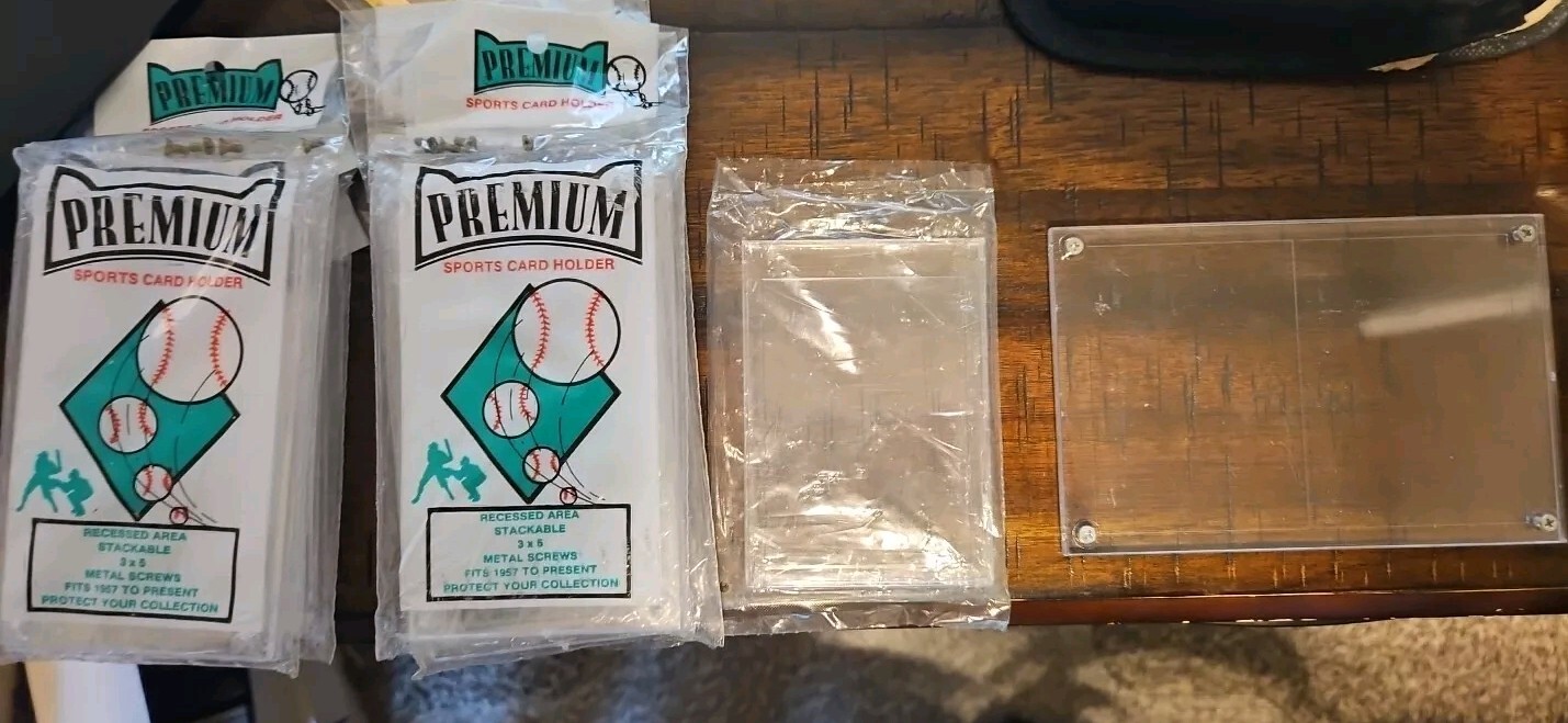 12 Premium Sports Card Holder 3×5 Screw Down, 2 Snap Together, 1 Double Card