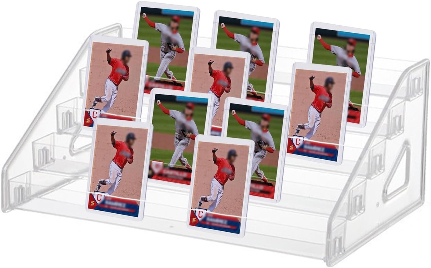 5-Tiered Trading Card Display Holder, Clear Plastic Tabletop Display Rack for Ba