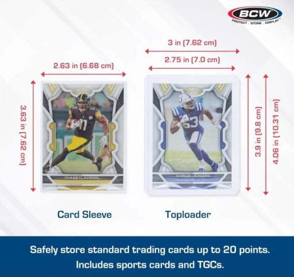 BCW – (NEW) Standard Top Loader & Sleeve Combo – 100 Pack – Fits Up To 20pt
