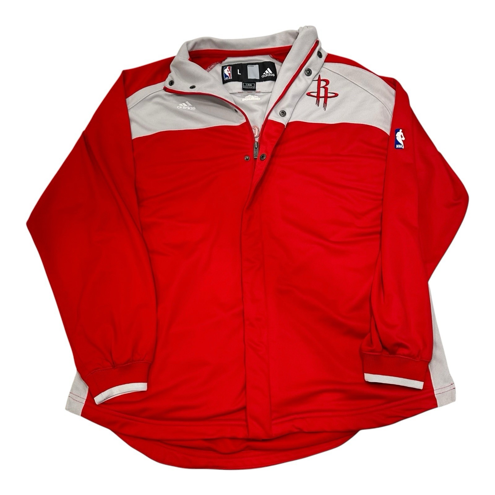 Rare Vintage ADIDAS Houston Rockets Warm Up Shooting Jacket 2000s Red L Y2K