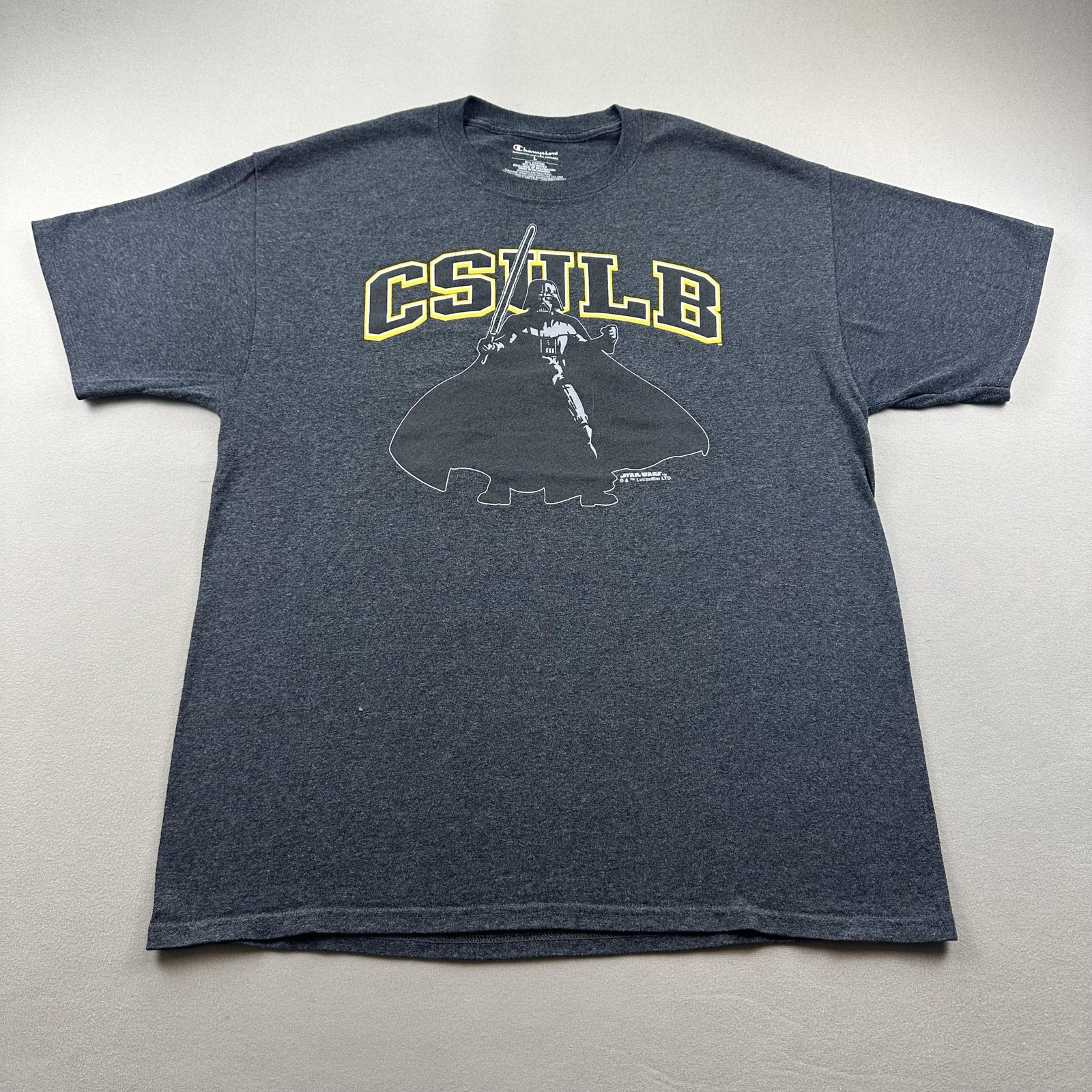 Cal State Long Beach Star Wars T-Shirt Large Gray Champion Darth Vader CSULB