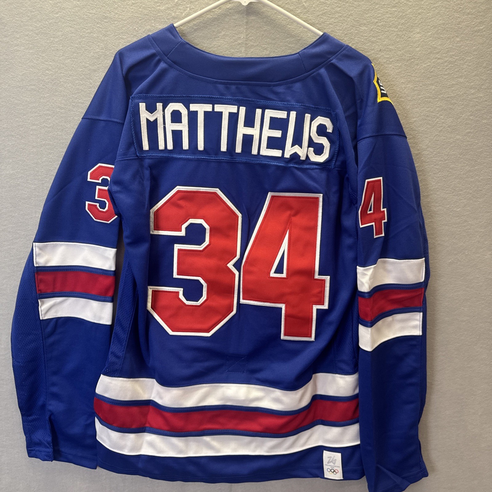 Auston Matthews #34 2026 Olympics Team USA Size M Jersey Blue Stitched
