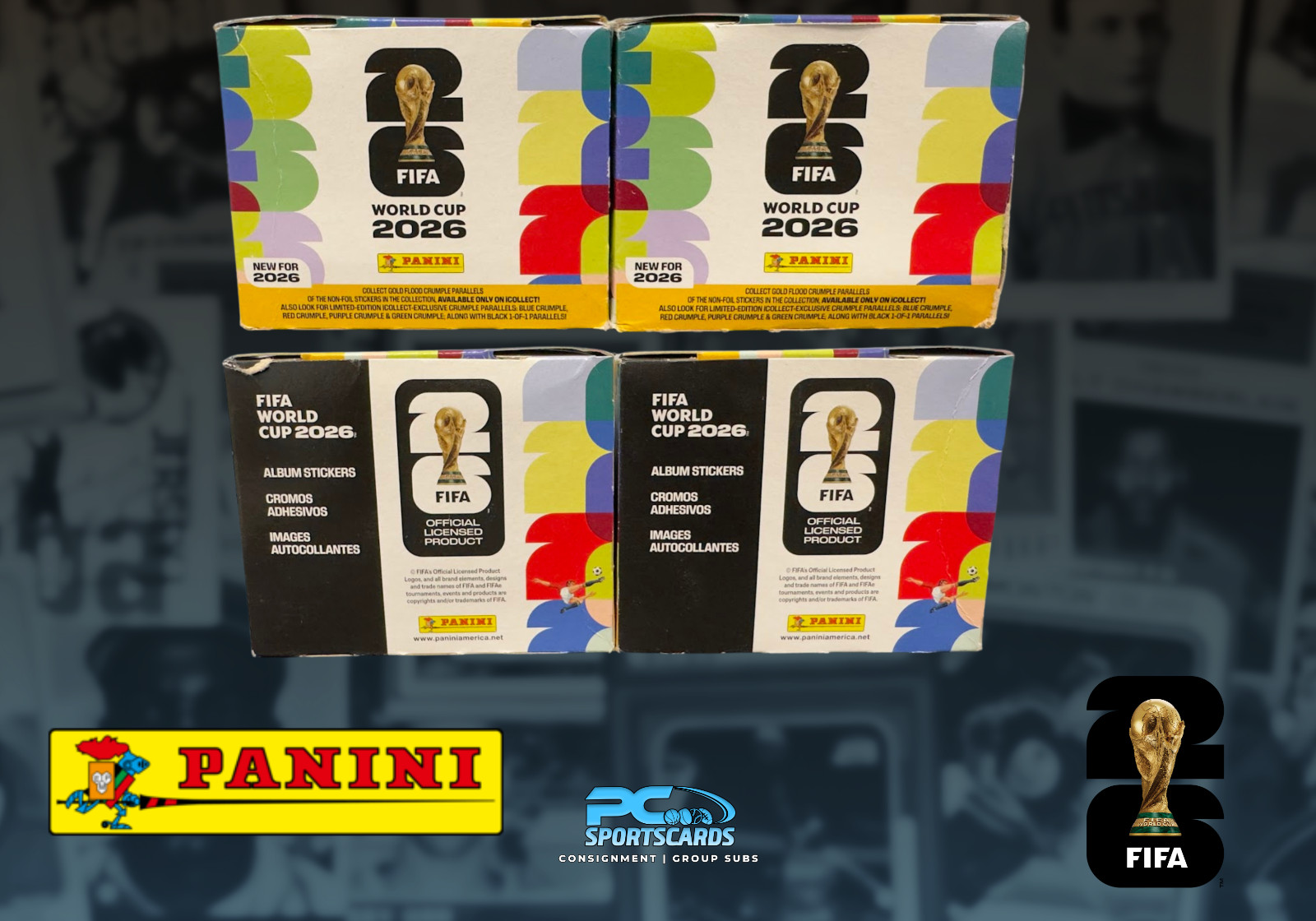 Lot x2 2026 Panini FIFA World Cup Sticker Box Online Exclusive Gold Crumple KF4