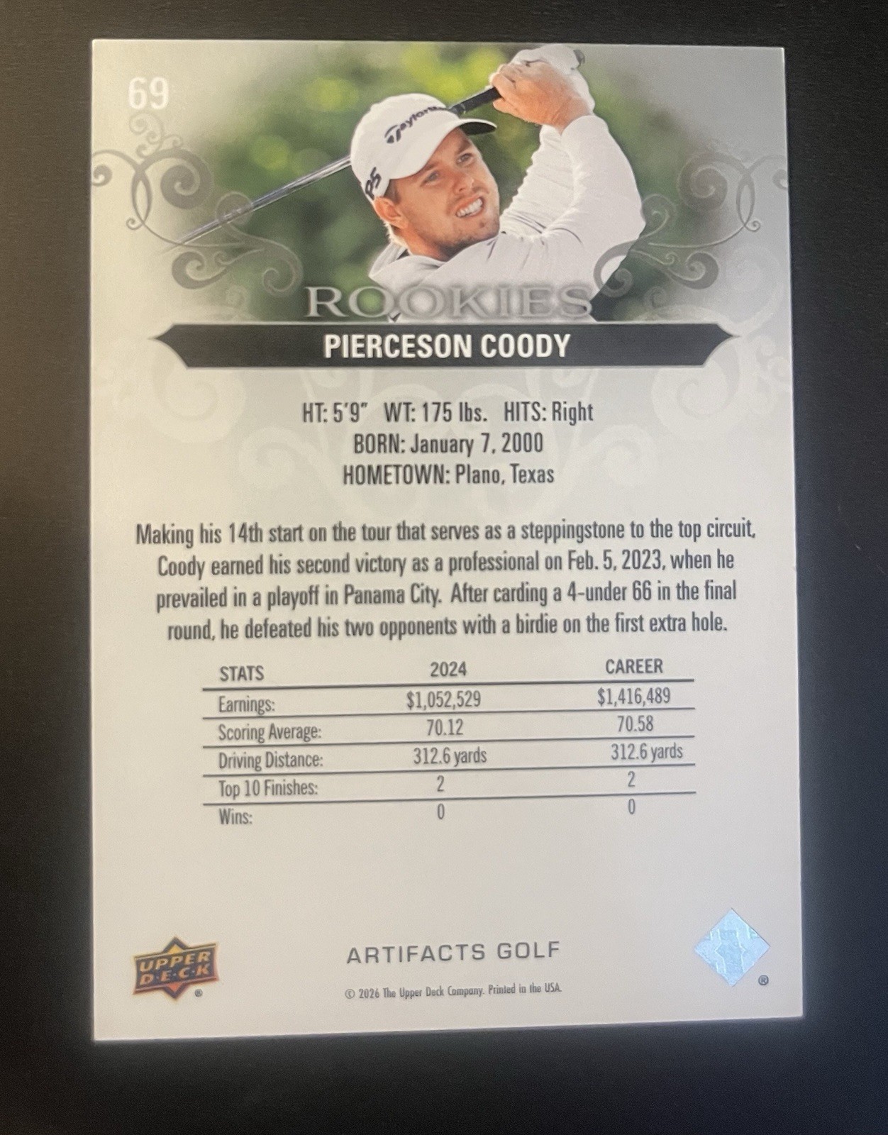 2026 Upper Deck Artifacts PiercesonCoody Rookie Golf Cards Lot of 4Parallels