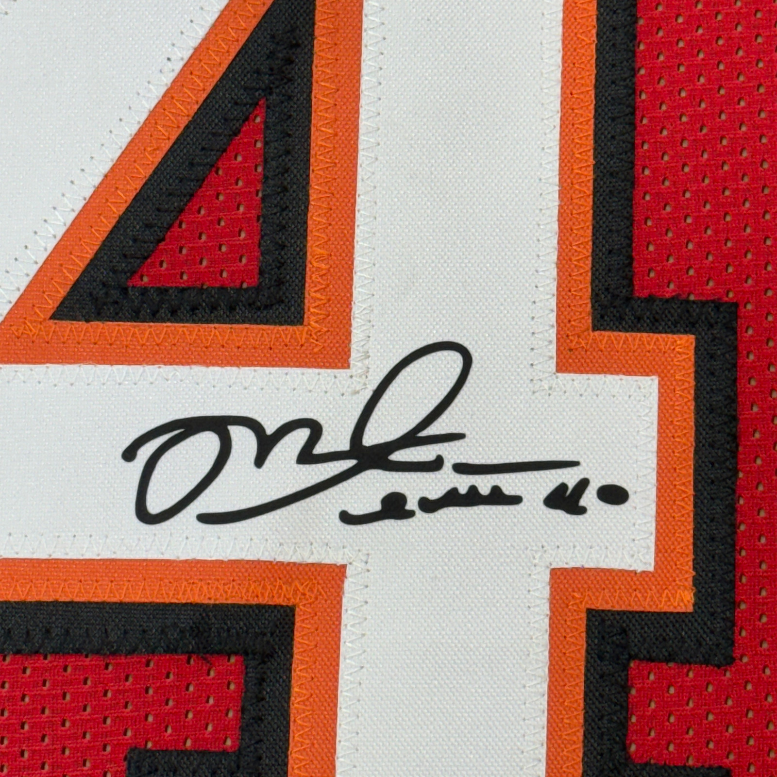 Framed Facsimile Autographed Mike Alstott 35×39 Tampa Bay Red Reprint Jersey