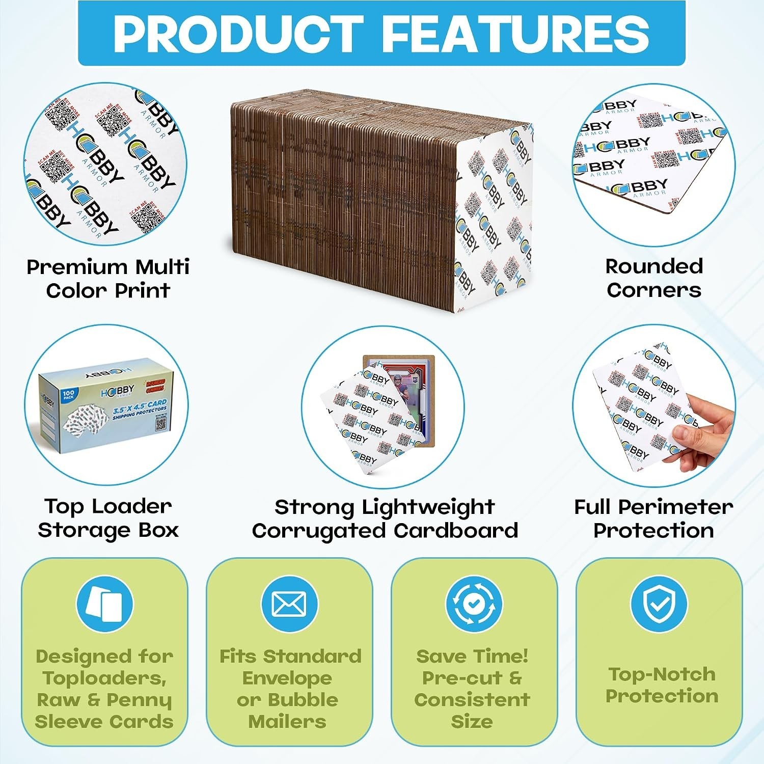 100 Pack Trading Card Shipping Protector by , 3.5″ x 4.5″ with Rounded Corner…