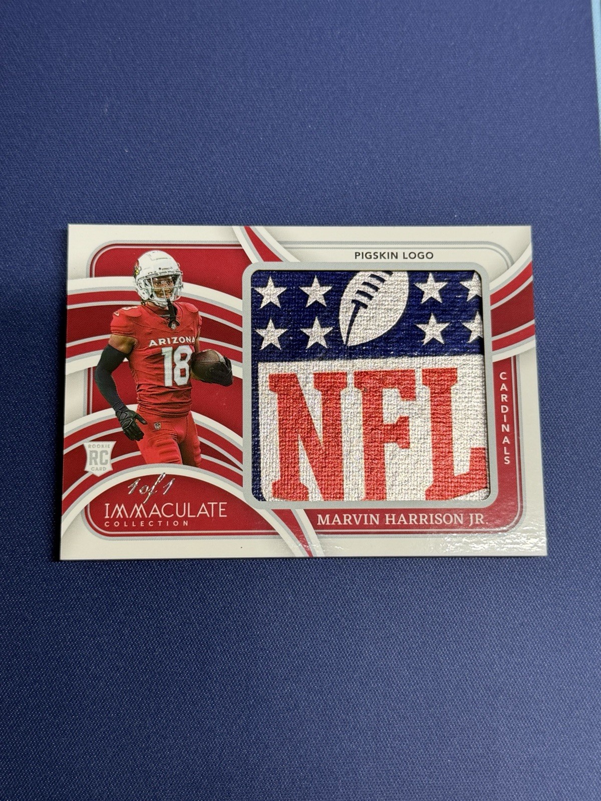 Marvin Harrison Jr 1/1 Rookie Shield Pigskin Logo 2024 Immaculate Collection 🔥