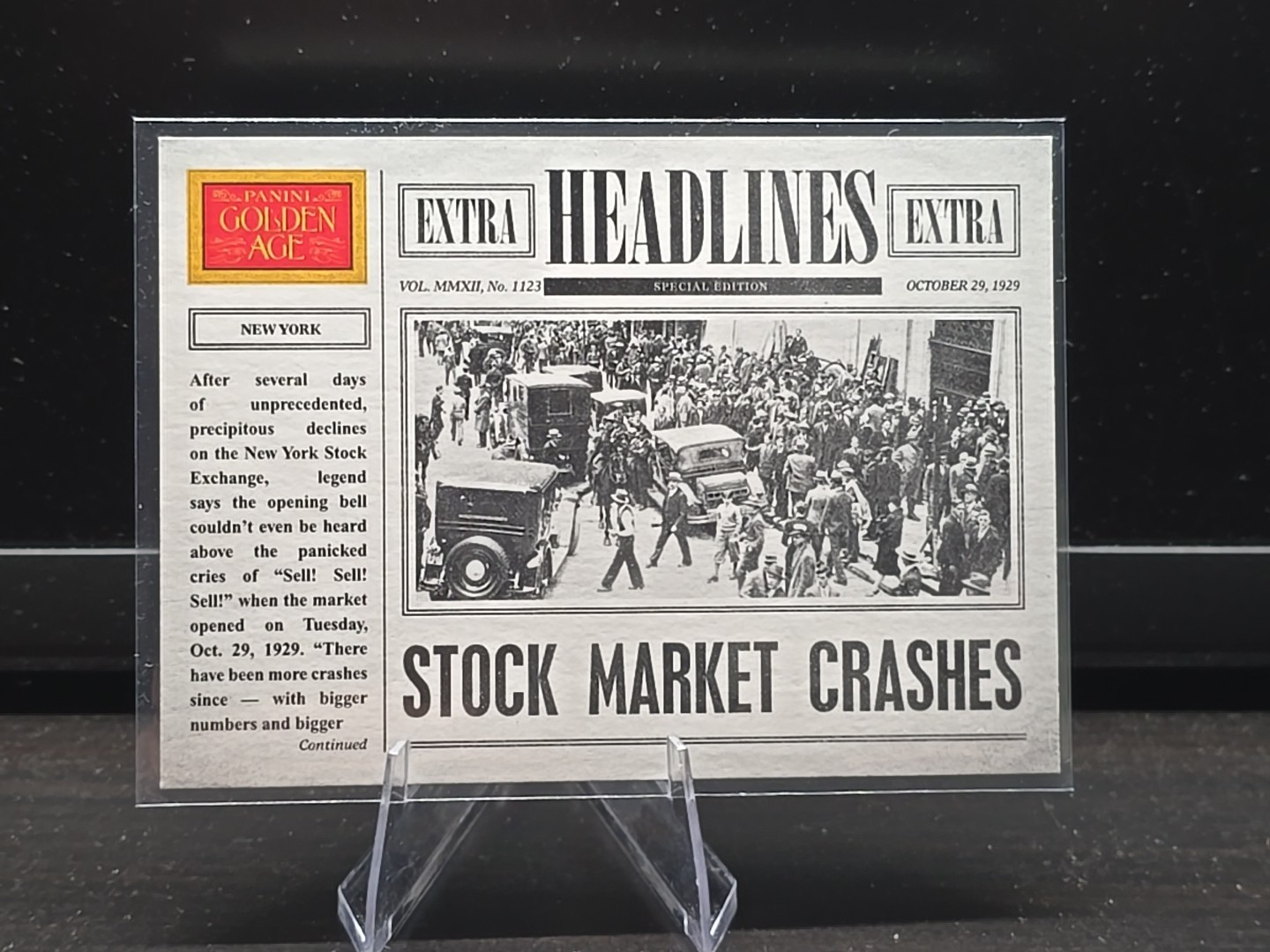 2012 Panini Golden Age Stock Market Crashes #13 EXTRA HEADLINES
