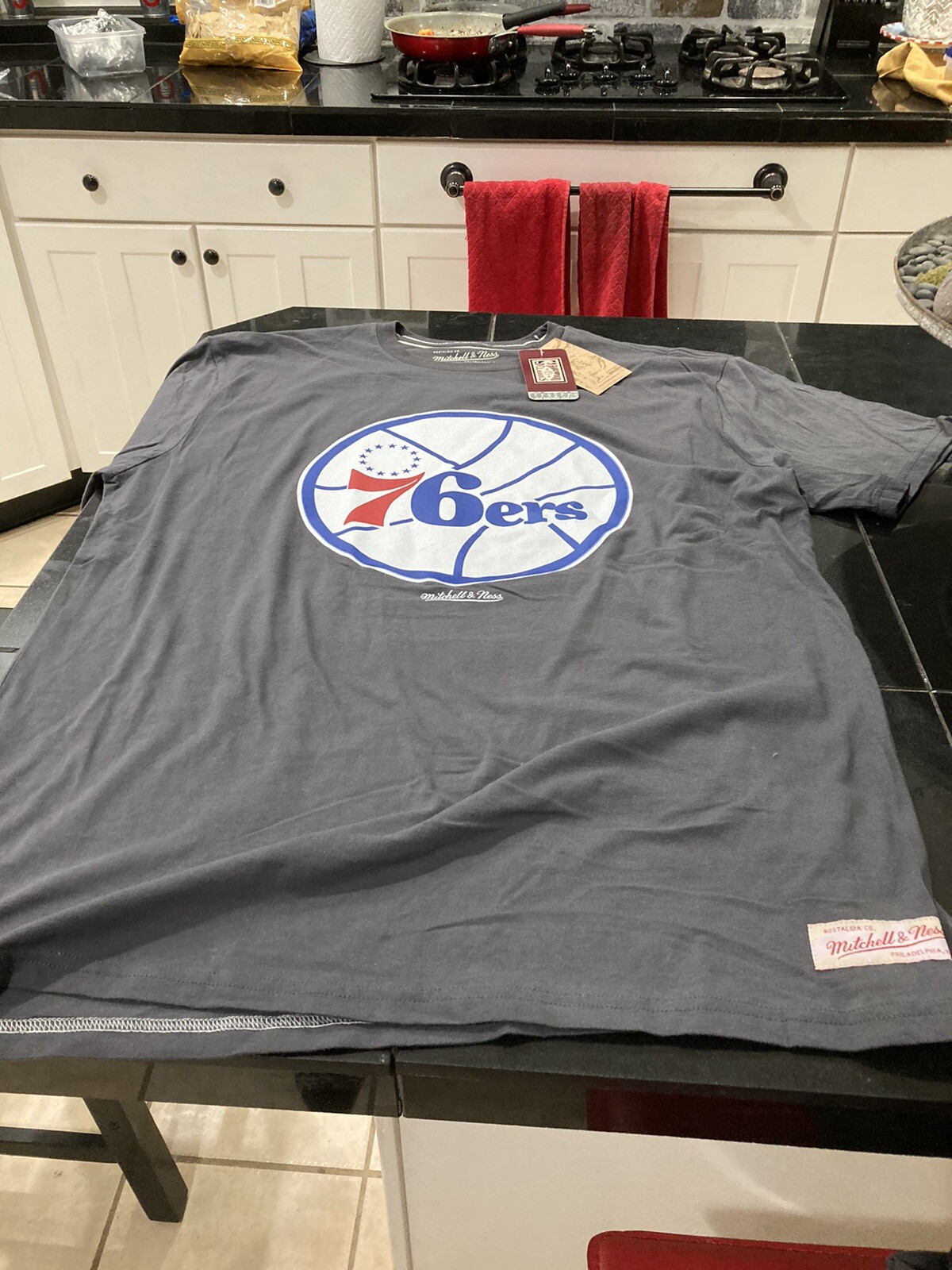 Mitchell & Ness PHILADELPHIA 76ERS SIXERS HARDWOOD CLASSICS Shirt XXL GRAY NWT