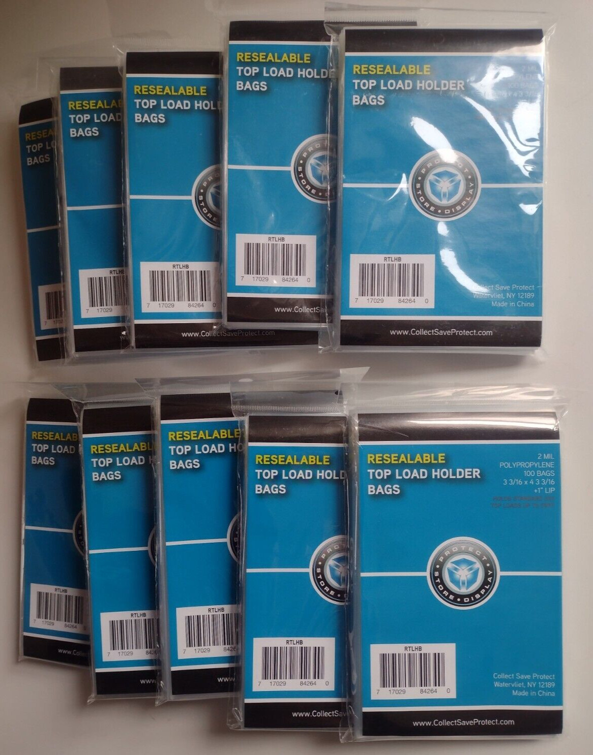 CSP Top Load Bags 100ct Resealable Lot Of 10 No PVC NIP 3 3/16×4 3/16 + 1″ lip