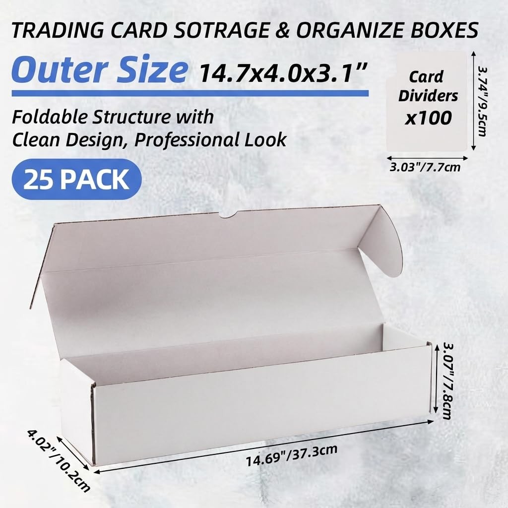 Trading Card Storage 25 Pack 700 Count 20pt with Dividers, 14.2×3.8×2.9 Inch …
