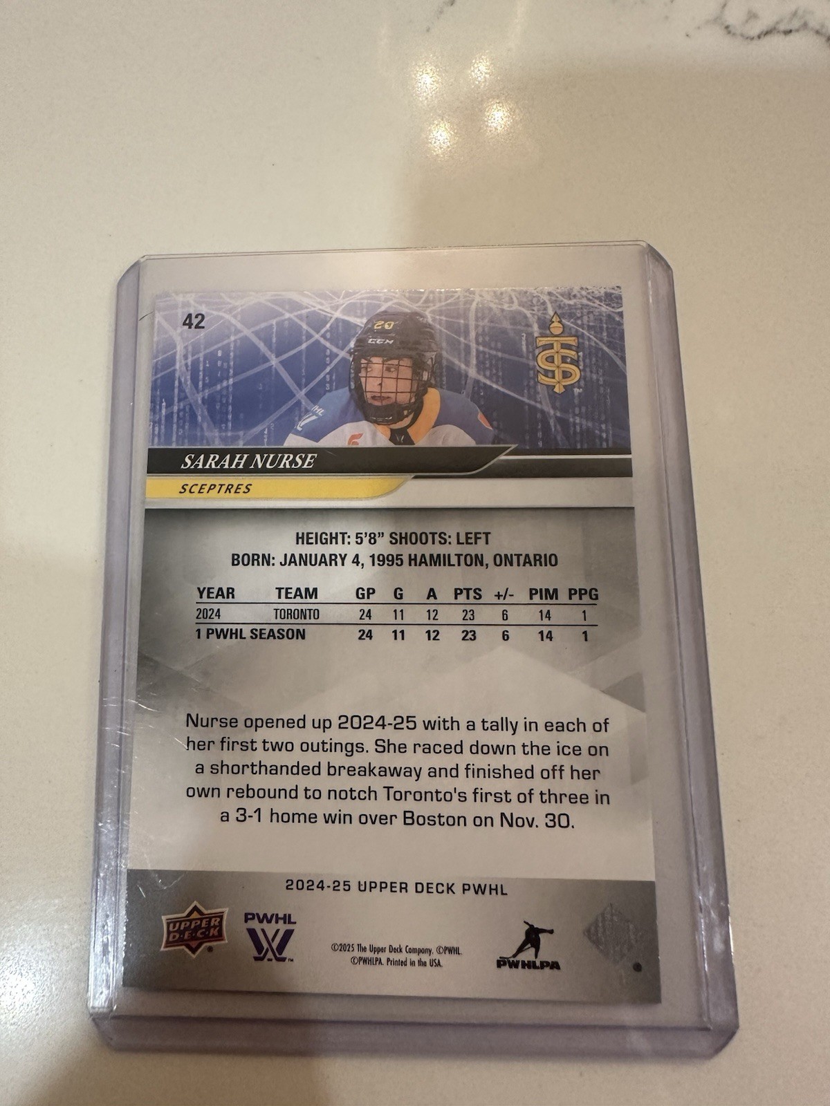 Upper Deck 2024-25 PWHL 4-Card Lot Nurse Carpenter Heise Coyne Schofield