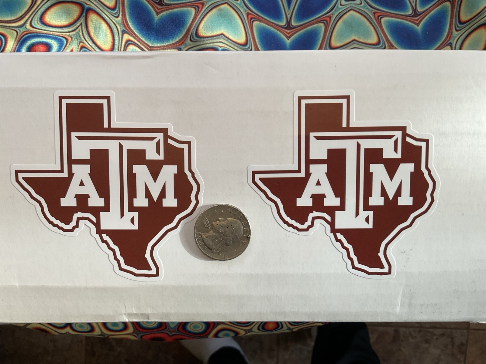 (2) Texas A&M Aggies Vintage DECALS / STICKERS 3 “ x 3″