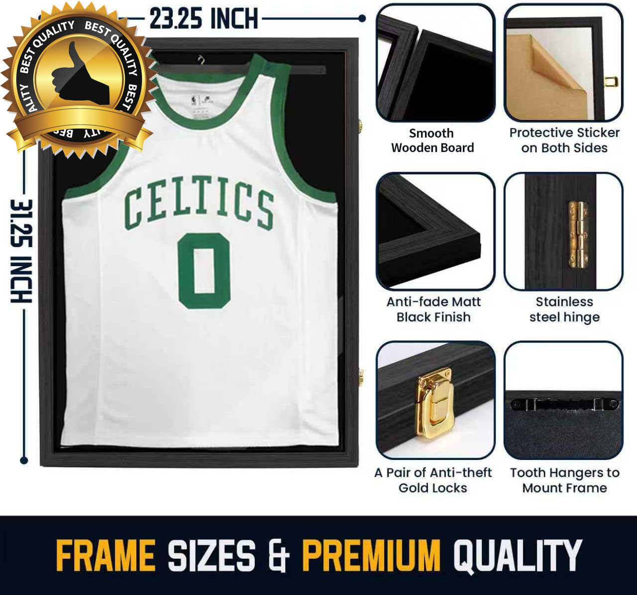 Jersey Frame Display Case ,Jersey Shadow Box with 98% UV Protective Acrylic Door