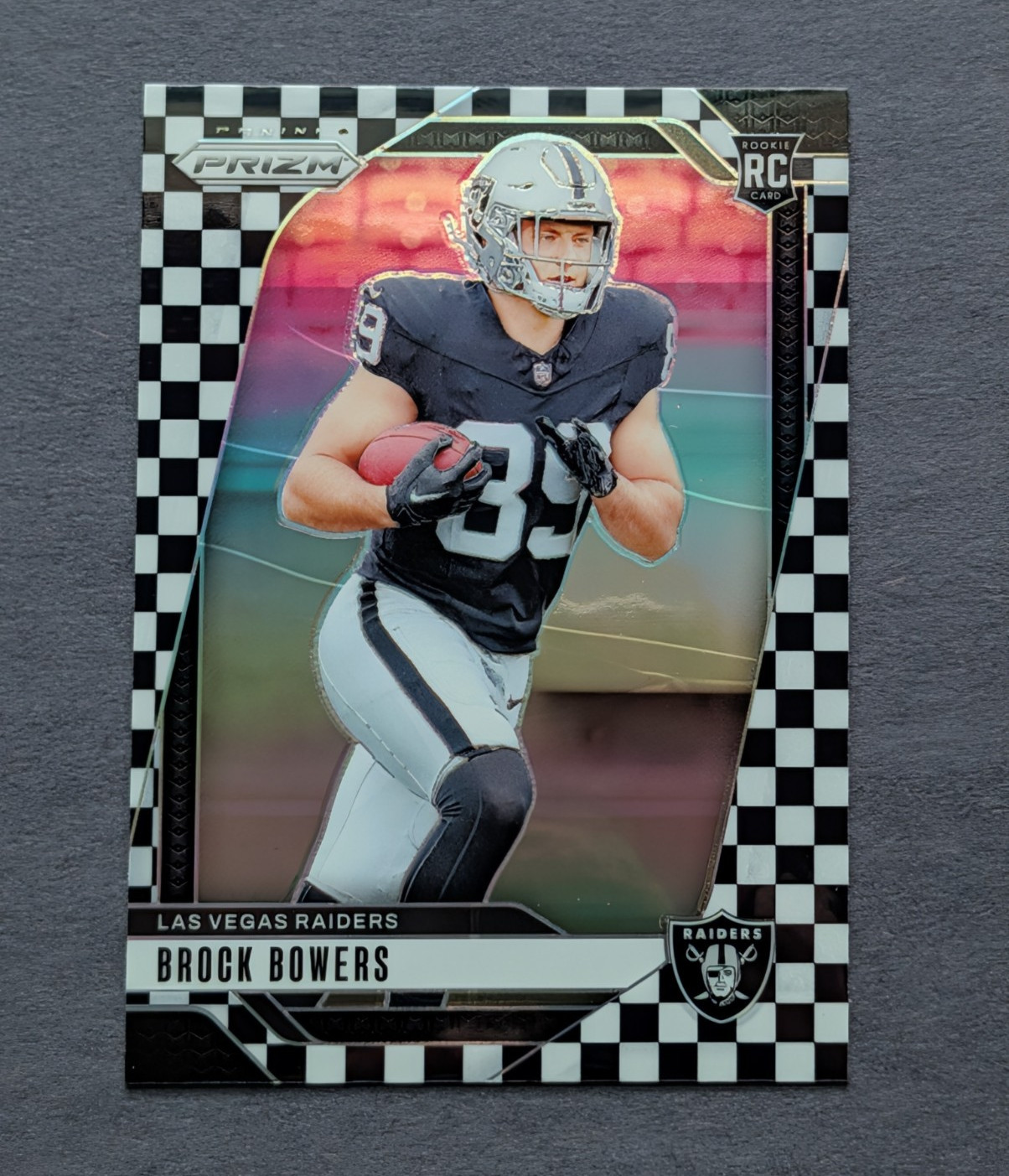 Panini 2024 Prizm Rookies Black & White Checker Brock Bowers Raiders #315 RC