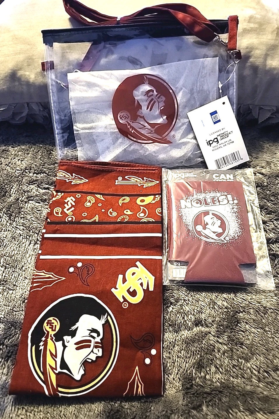 Florida State U. Seminoles FSU College Merch Clear Crossbody Bag Bandana Koozie