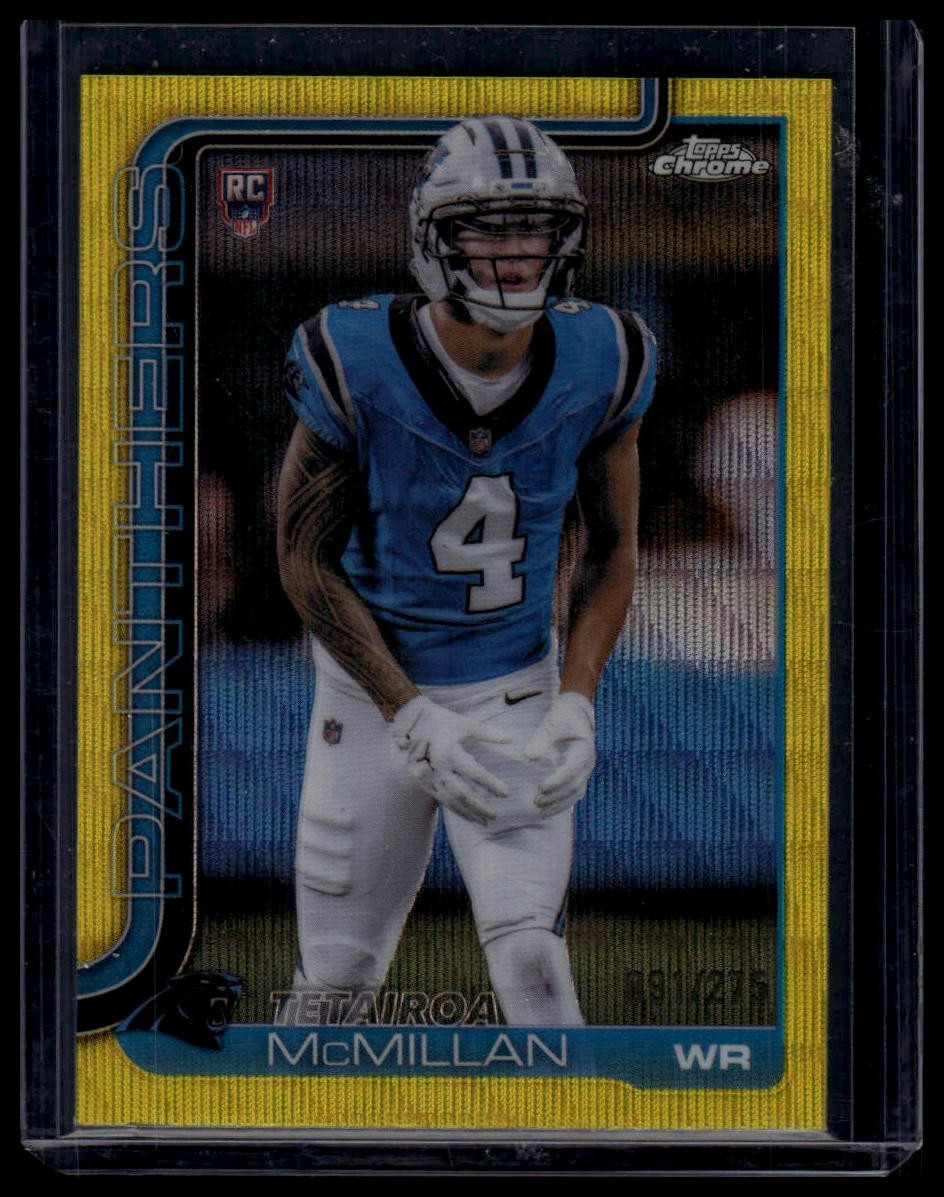 2025 Topps Chrome #326 Tetairoa McMillan Yellow Wave Refractor #/275