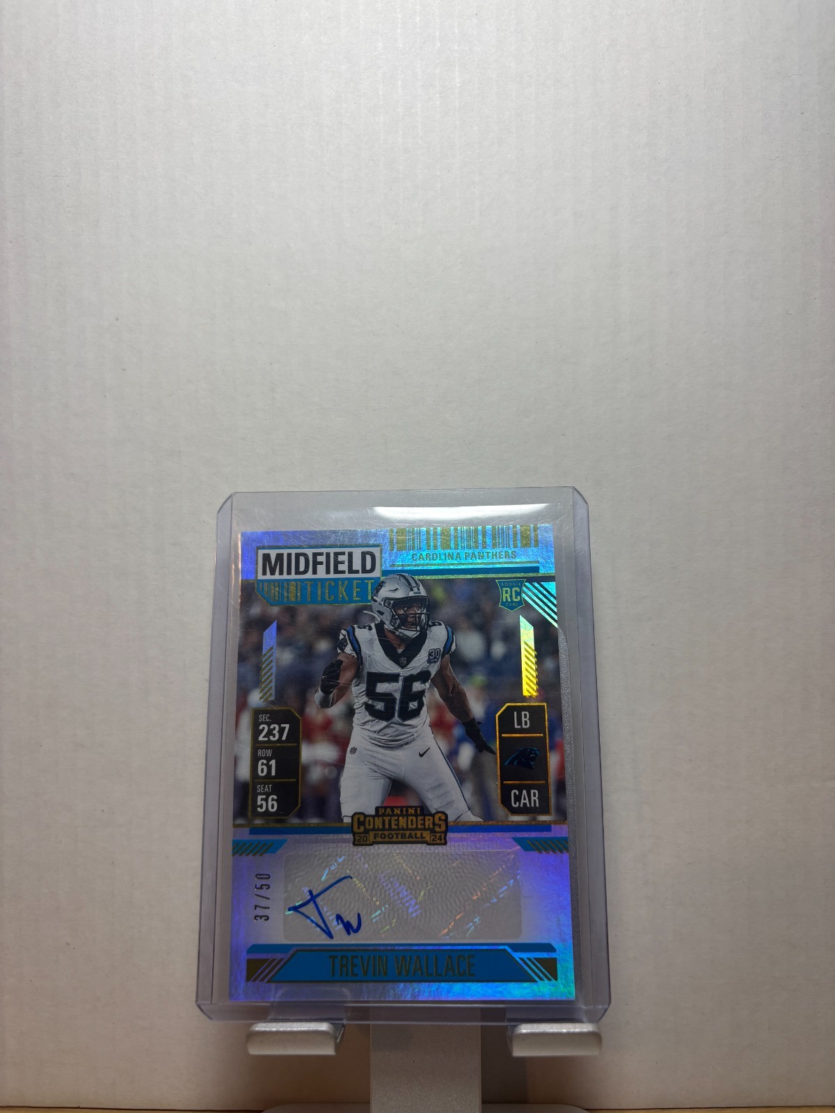 2024 Panini Contenders Trevin Wallace Rookie Ticket Auto RC Stub 37/50 Panthers