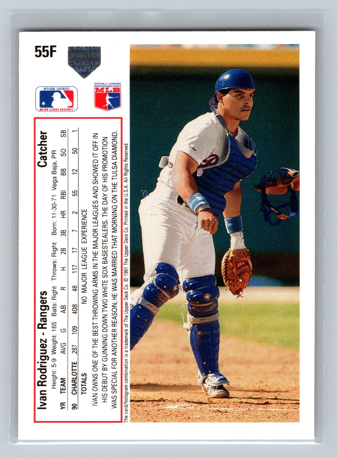 1991 Upper Deck Final Edition #55F Ivan Rodriguez HOF RC Rookie Card Rangers