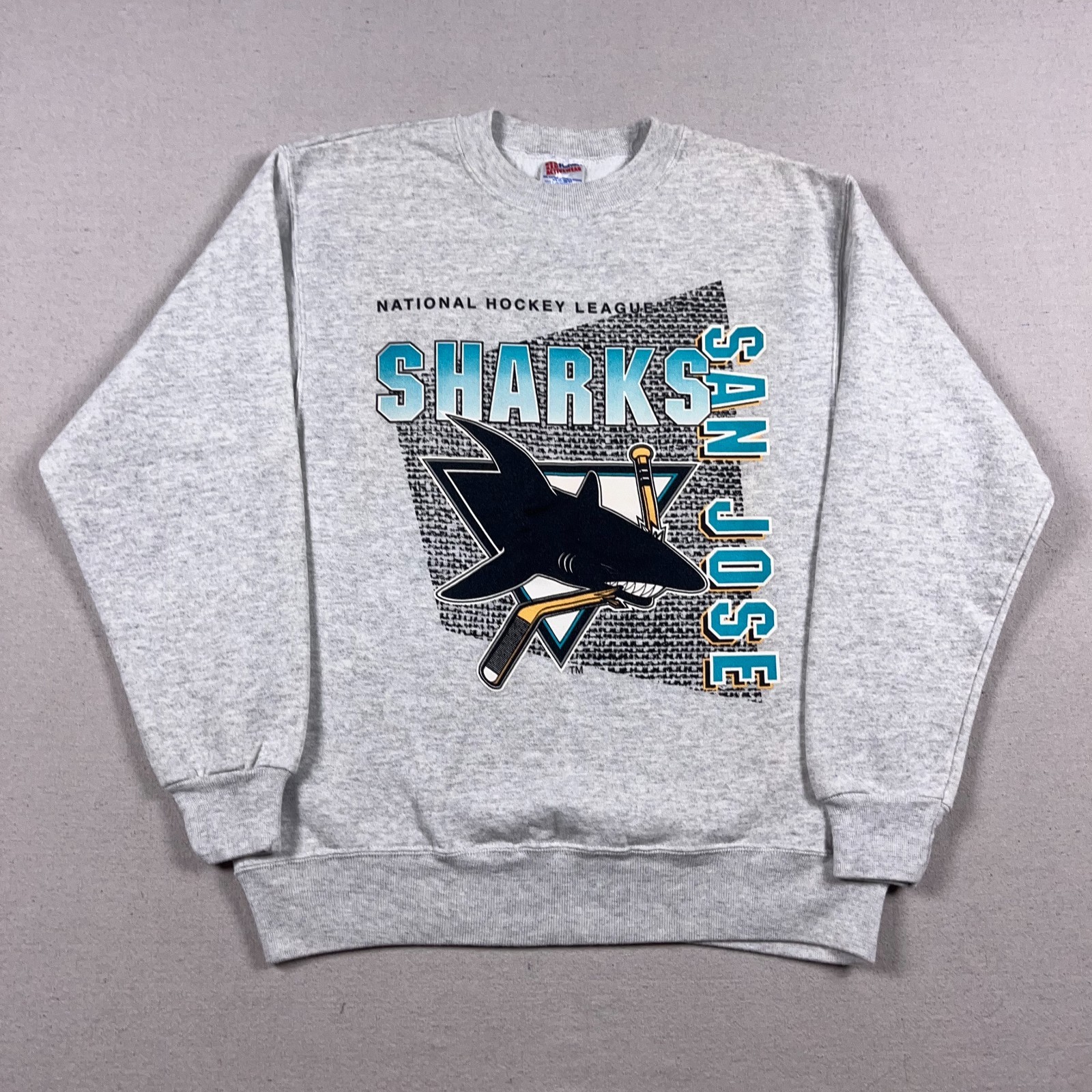 Vtg 90s San Jose Sharks NHL USA Gray Crewneck Sweatshirt Mens Large