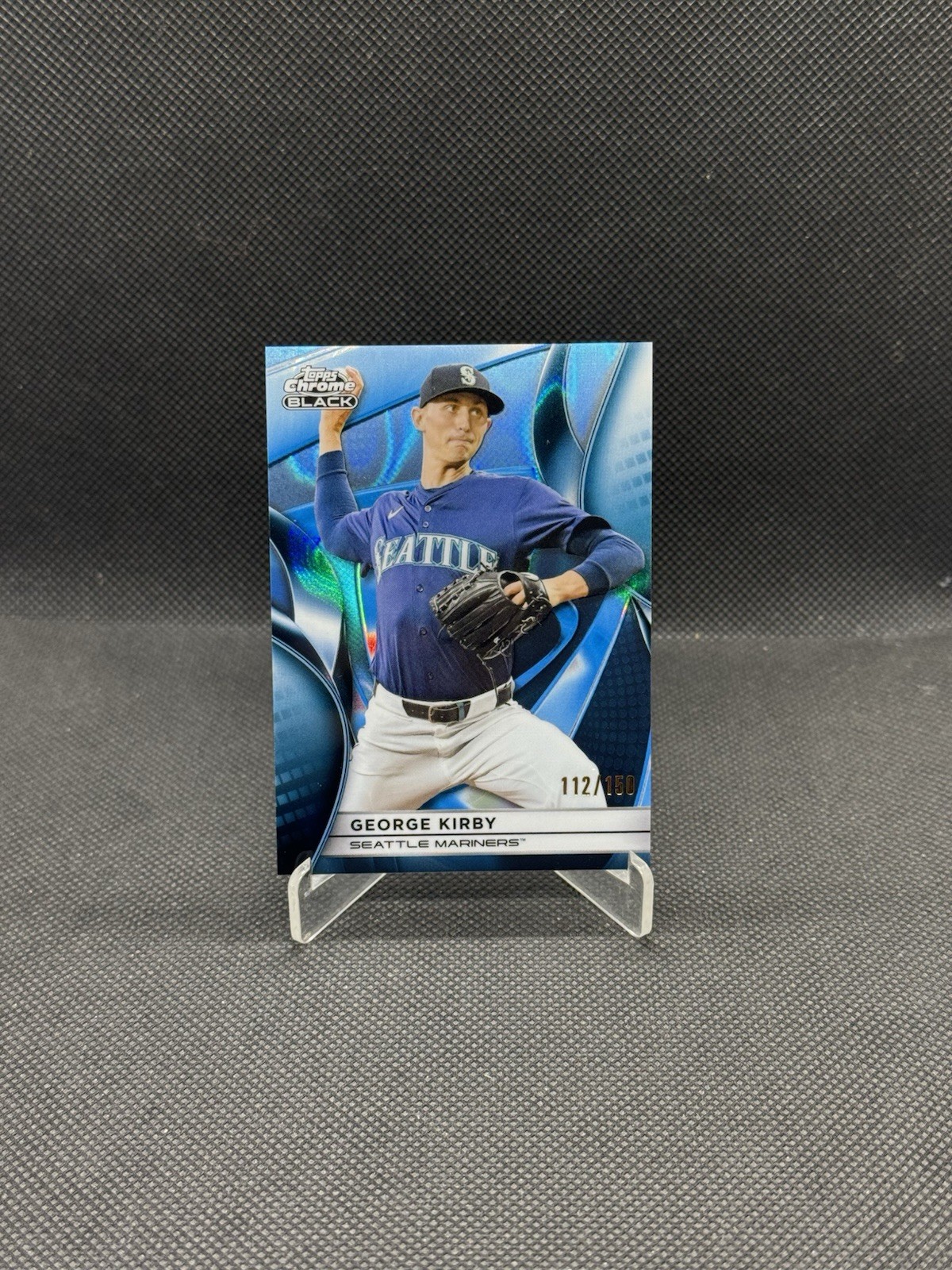2025 Topps Chrome Black George Kirby Blue Refractor #/150 Mariners
