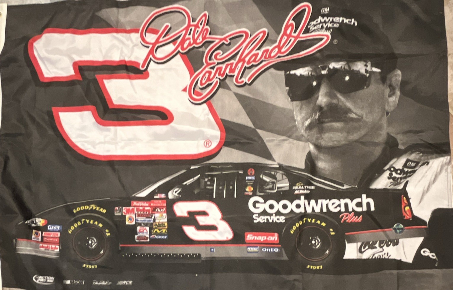 Goodwrench Service Dale Earnhardt #3 NASCAR Flag Banner Black White Red RCR