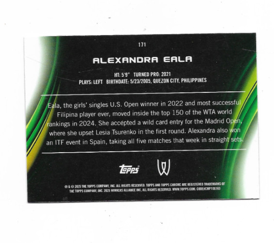 2025 Topps Chrome Tennis—–ALEXANDRA EALA—171–LIME GREEN REFRACTOR