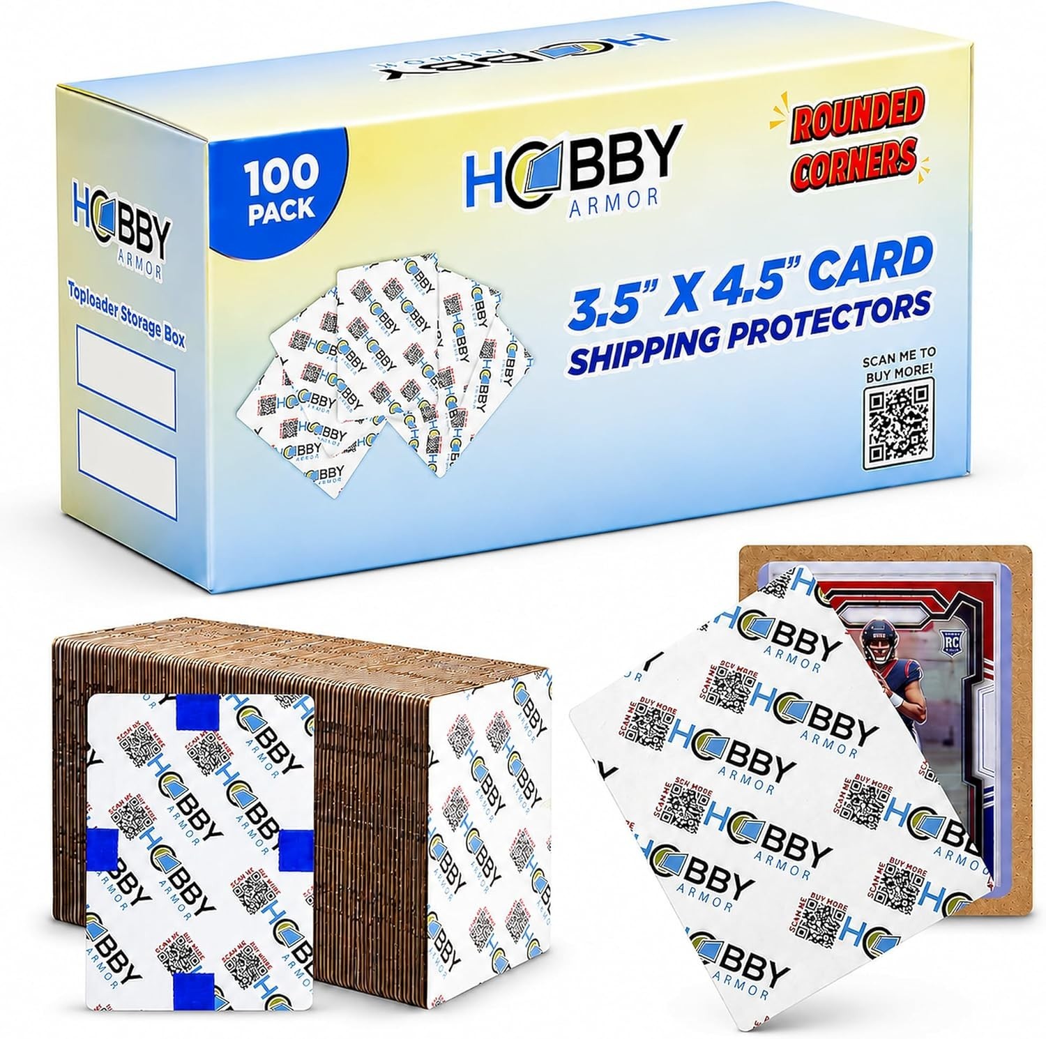 100 Pack Trading Card Shipping Protector by , 3.5″ x 4.5″ with Rounded Corner…