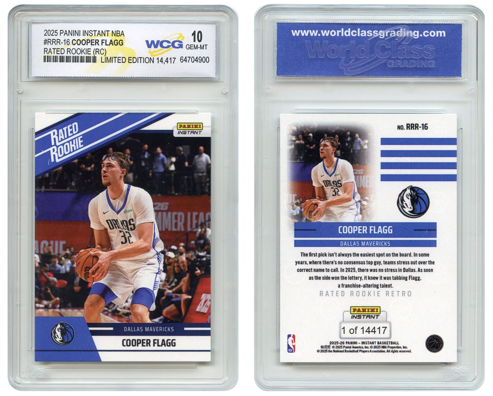 2025 Panini Instant COOPER FLAGG Rookie Card #RRR-16 Rated Rookie – GEM MINT 10