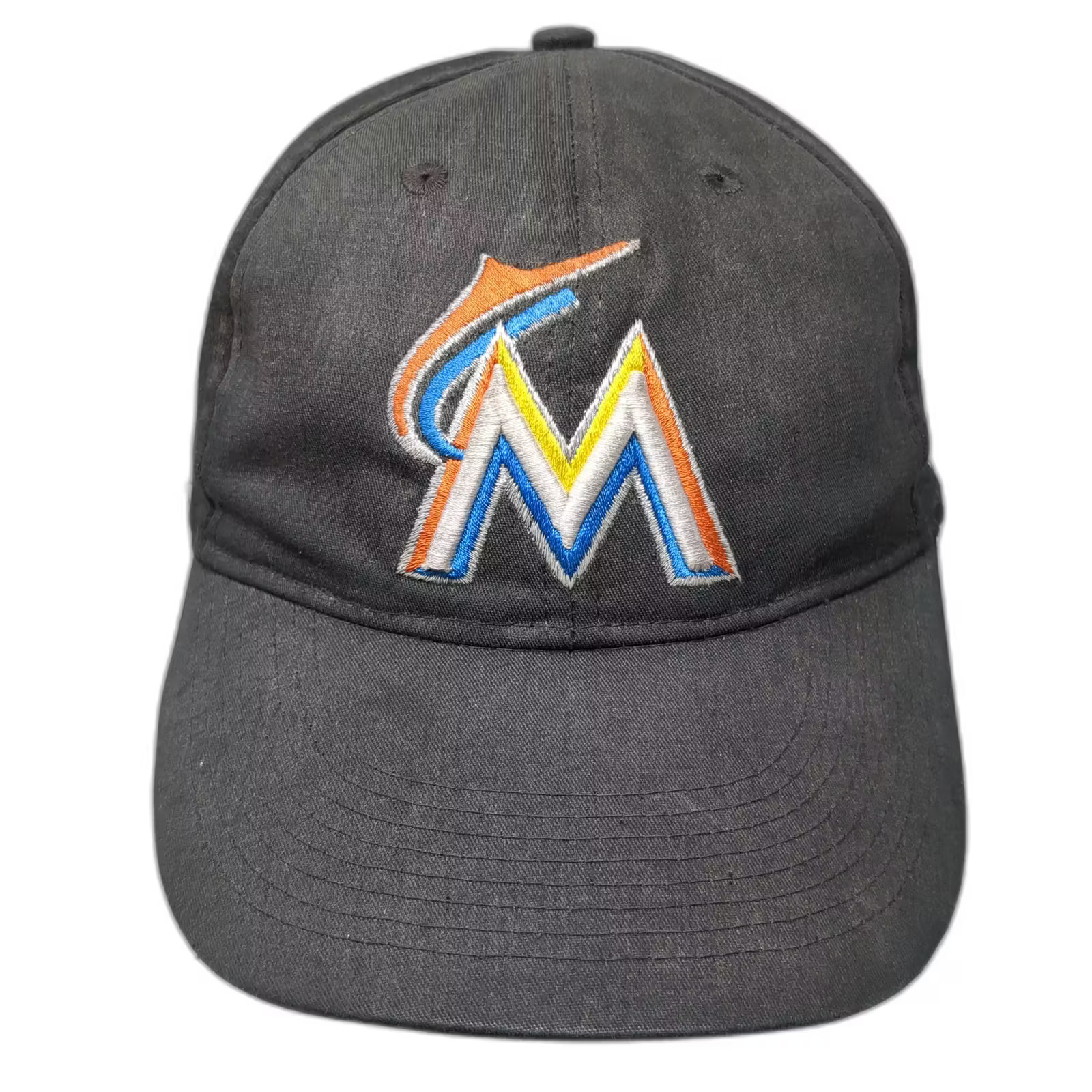 OC Sports Miami Marlins MLB Black Baseball Cap One Size Embroidered Strapback