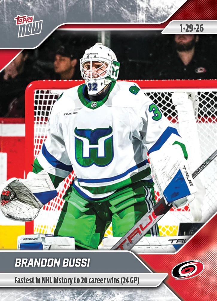 2025-26 NHL TOPPS NOW® Sticker #101 🏒 Brandon Bussi 🌀 20 Career W’s 24 GP