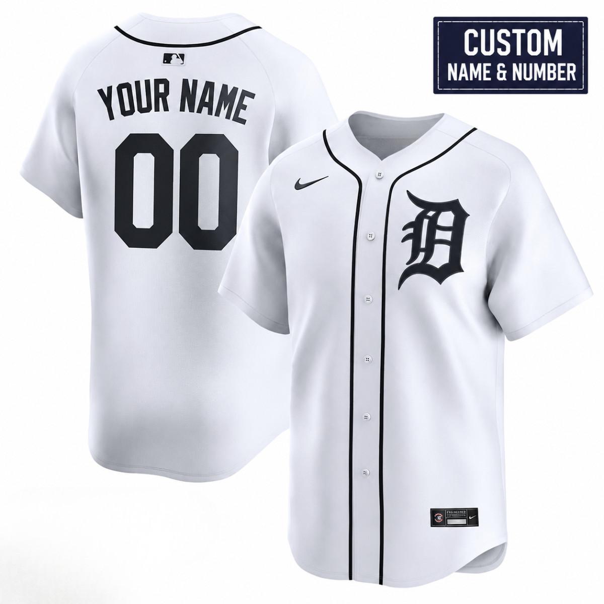 Personalized De.troit Tigers White Baseball Jersey Custom Name & Number S-5XL