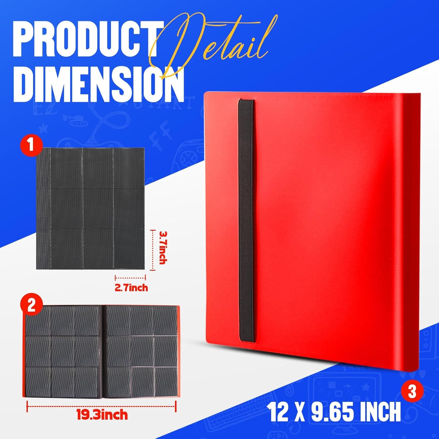 360 Card Pocket Binder with Elastic 9 Pocket Trading Cards Album Folder NEW!