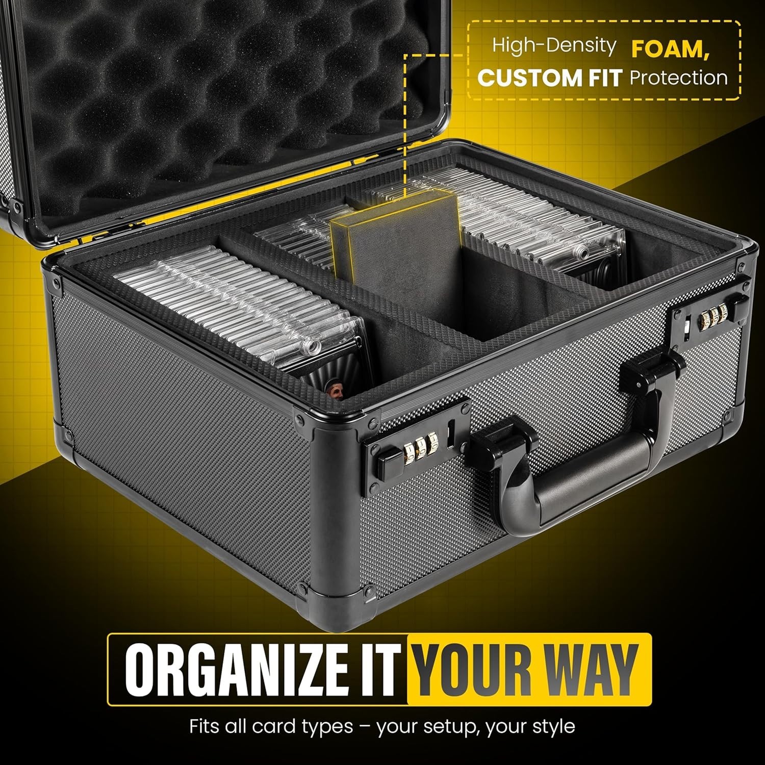 Waterproof Graded Card Storage Box with Combination Lock – 14″L x 10″W.