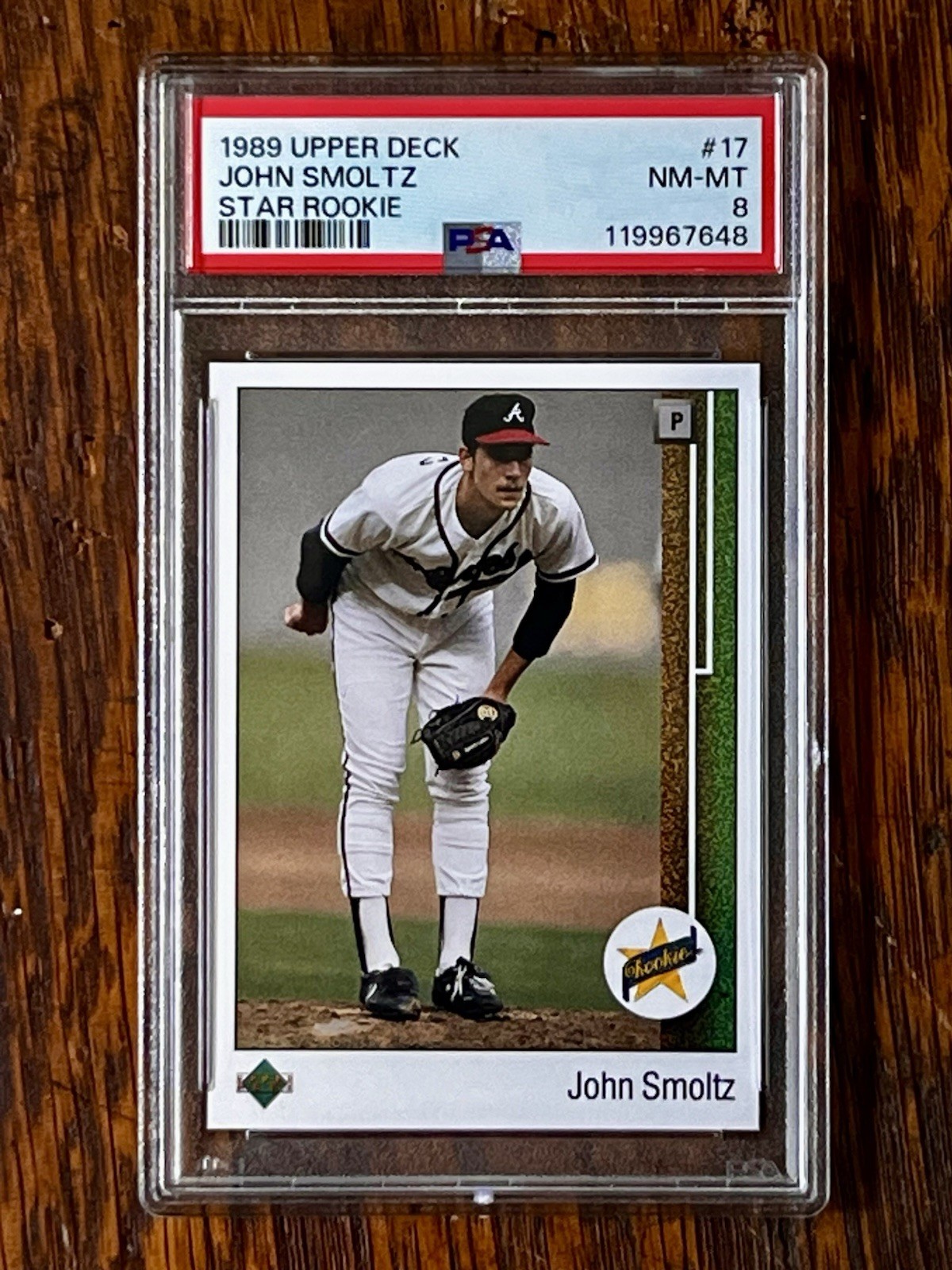 1989 Upper Deck John Smoltz Star Rookie RC #17 PSA 8 NM-MT Atlanta Braves HOF